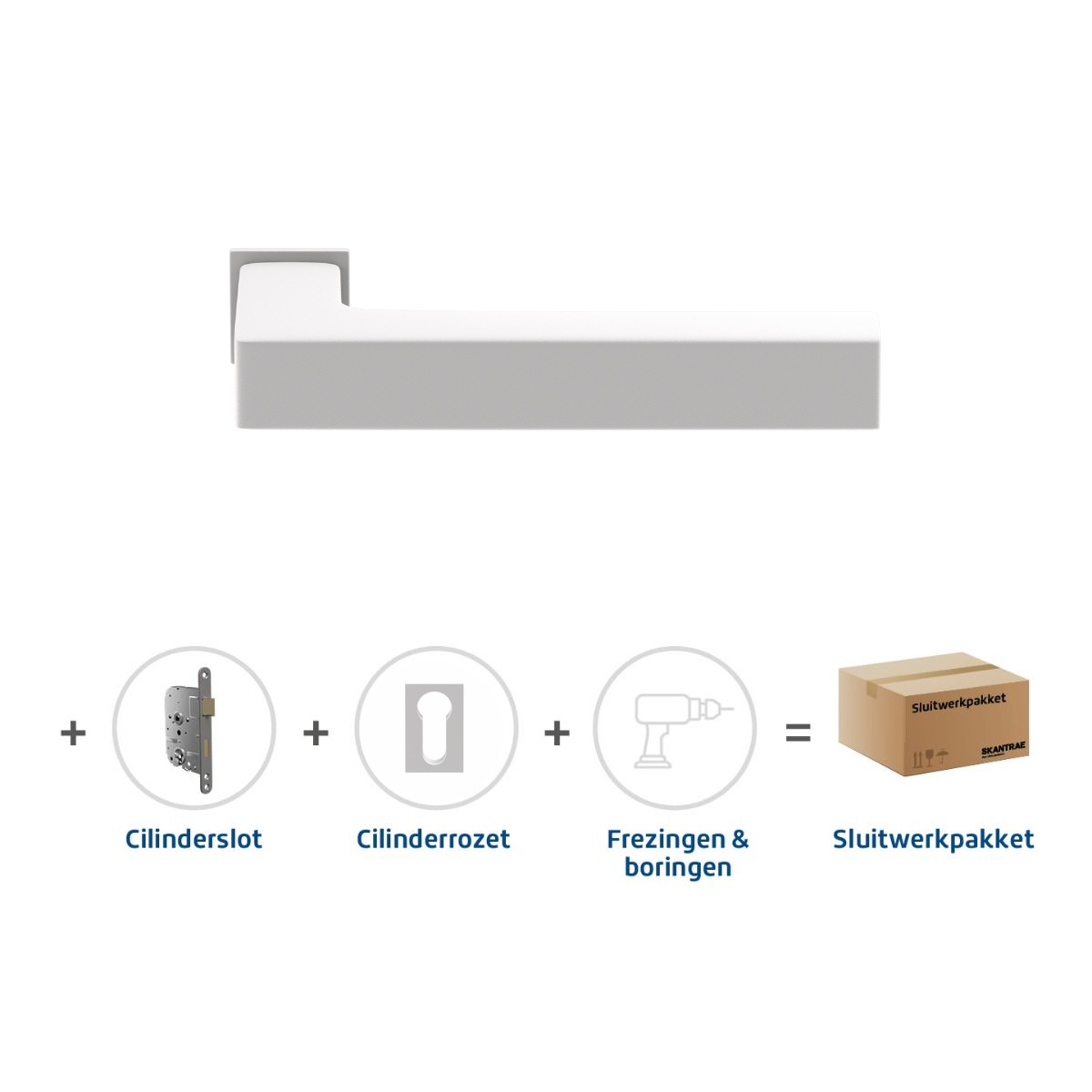 Sluitwerkpakketten met Deurkruk Squared 20 Minimal Wit
